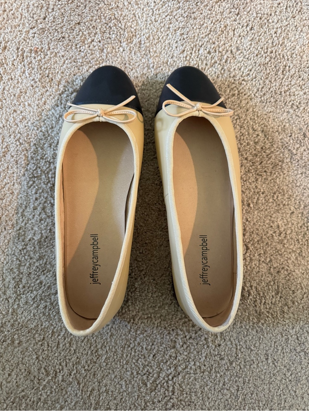 Jeffrey Campbell Beige Ballet Flats with Black Cap Toe